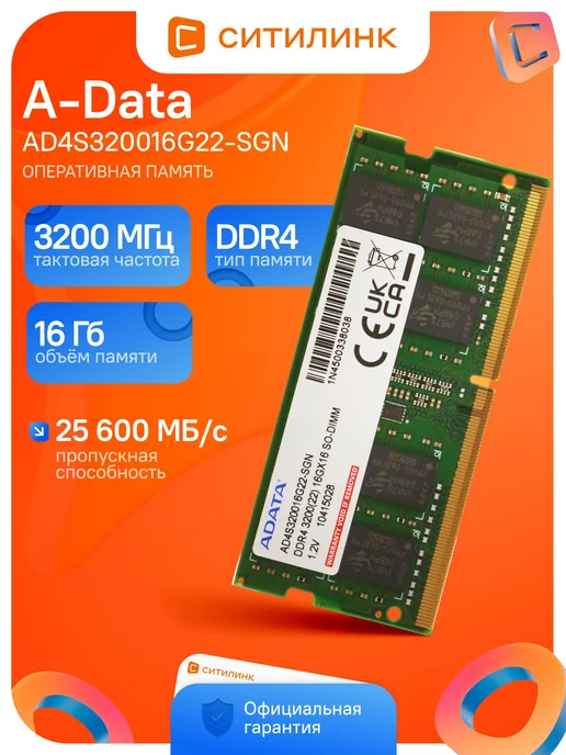 Оперативная память Premier 16 ГБ DDR4 3200МГц AD4S320016G22
